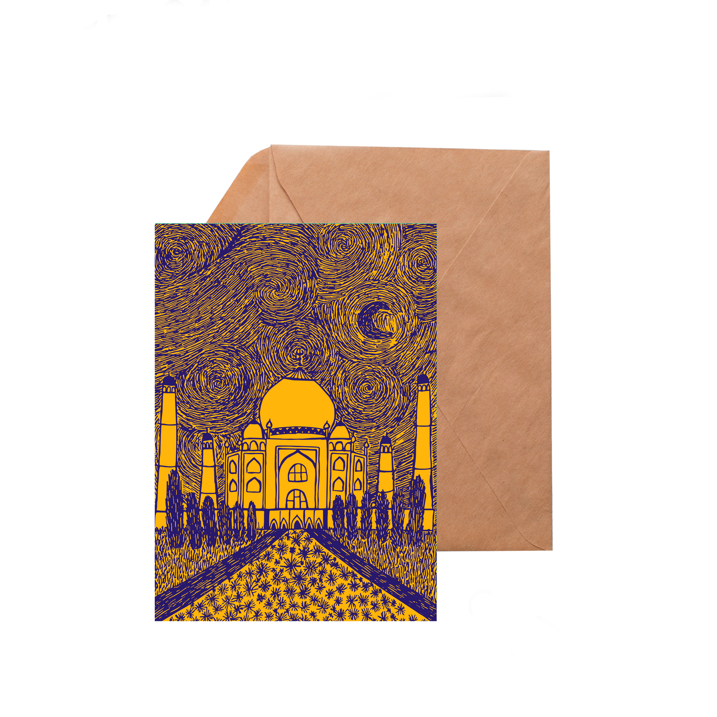 nieuwjaarskaart 'Sterrennacht bij Taj Mahal'